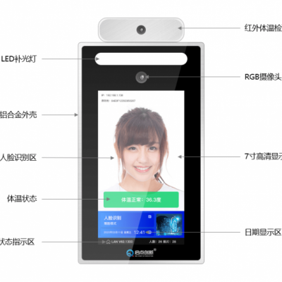 固镇县学校自动测温通道闸系统 人脸识别测温一体机 启点科技